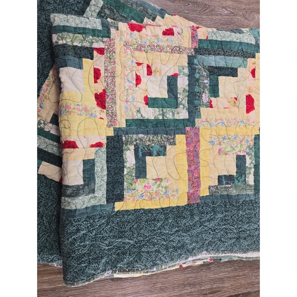 Vintage Hand Pieced Log Cabin Quilt Top 87